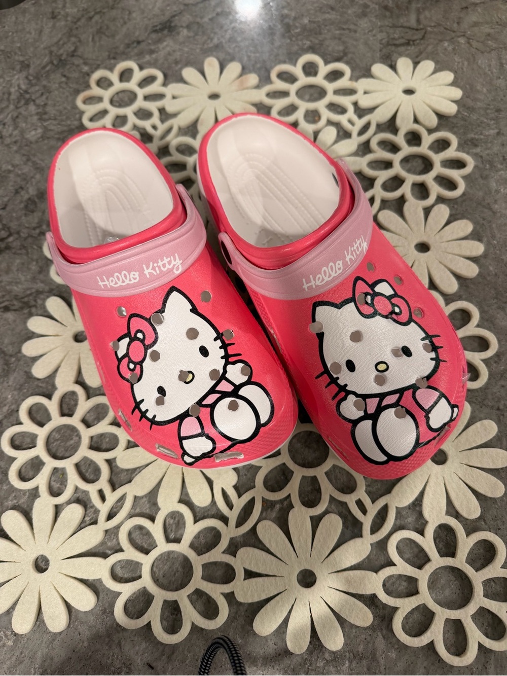 Hello Kitty Hot Pink & White Slip-On Sandals